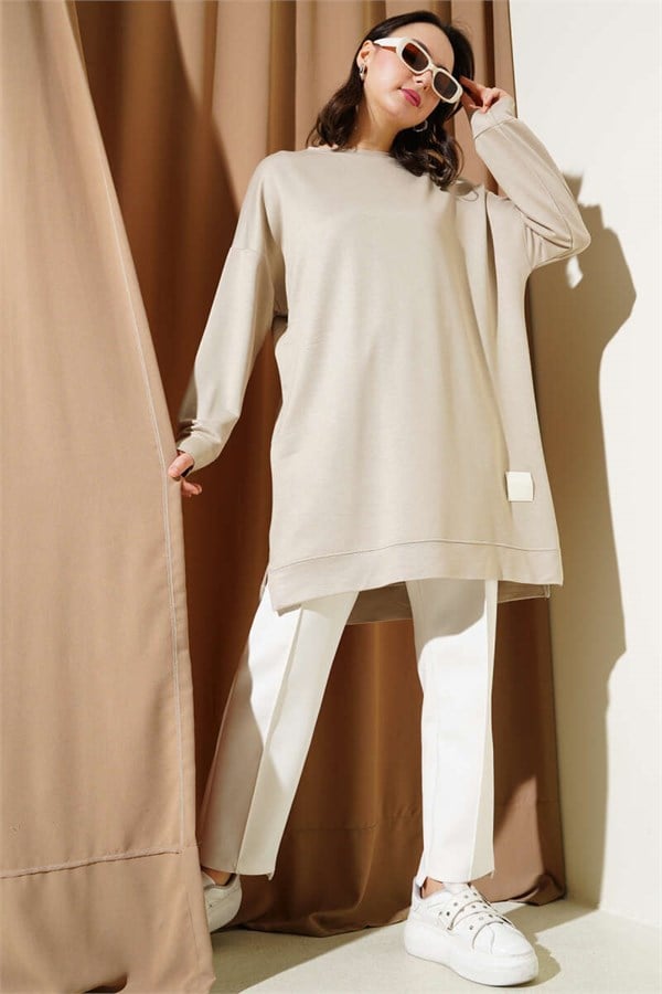 Loysha Crest Basic Tunic Beige