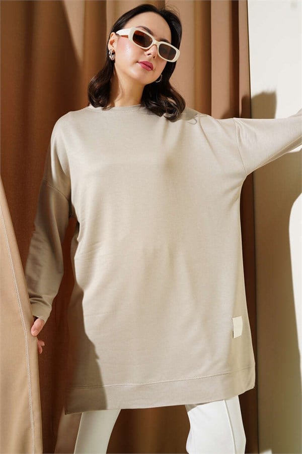 Loysha Crest Basic Tunic Beige