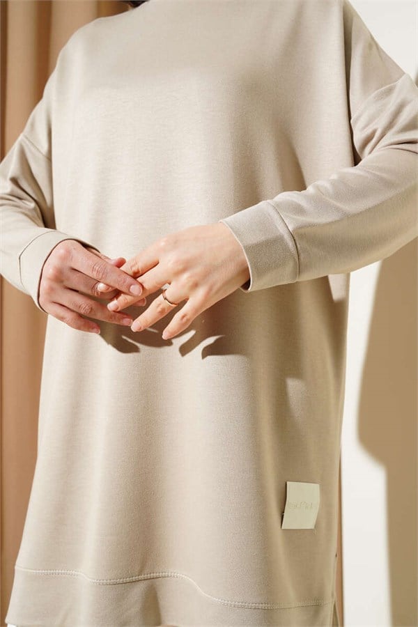 Loysha Crest Basic Tunic Beige