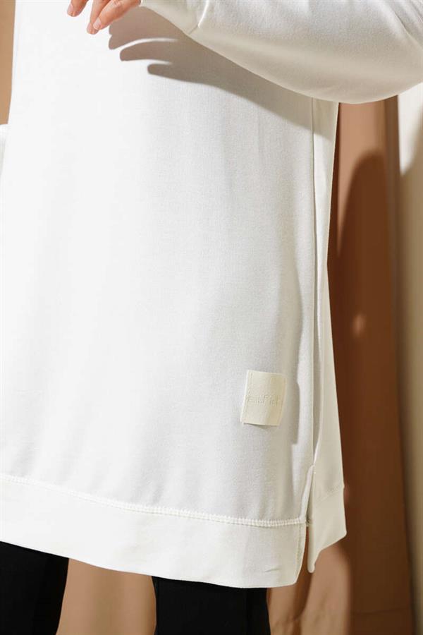Loyşa Embroidered Basic Tunic Ecru