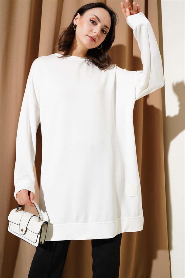 Loyşa Embroidered Basic Tunic Ecru