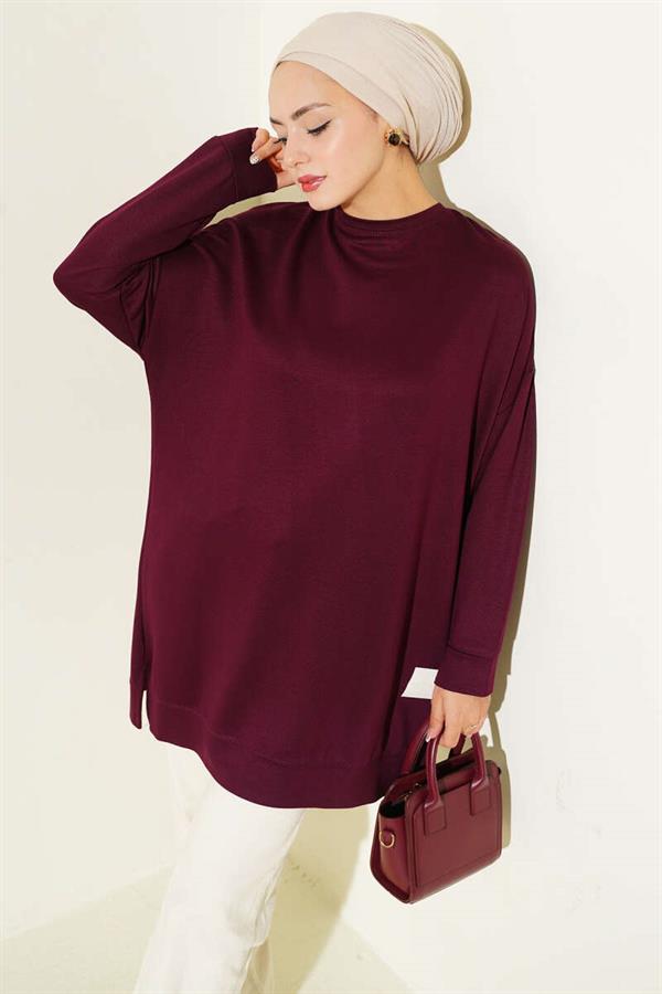 Loysha Embroidered Basic Tunic Plum