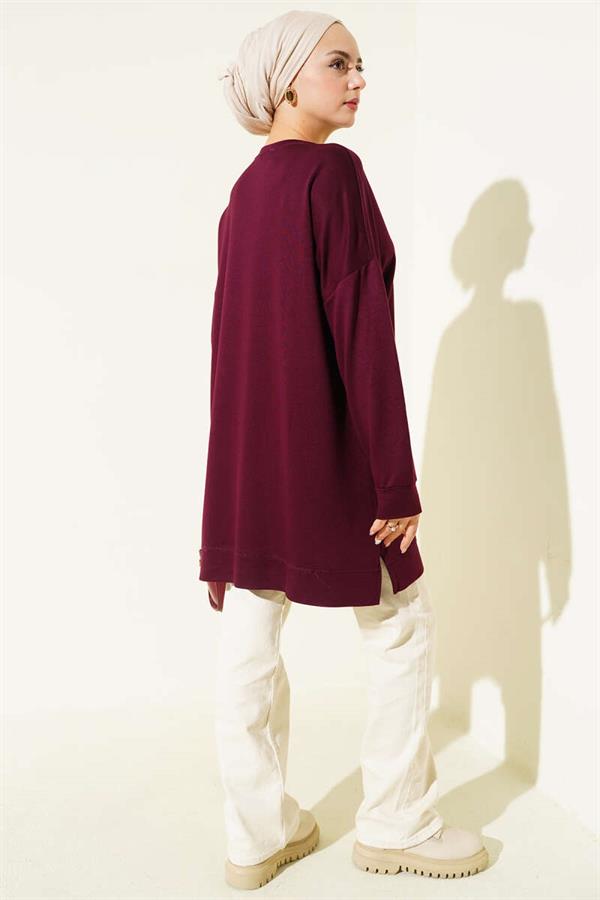 Loysha Embroidered Basic Tunic Plum