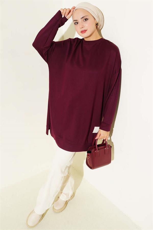 Loysha Embroidered Basic Tunic Plum