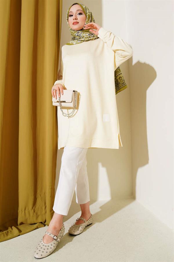 Loyşa Embroidered Basic Tunic Yellow
