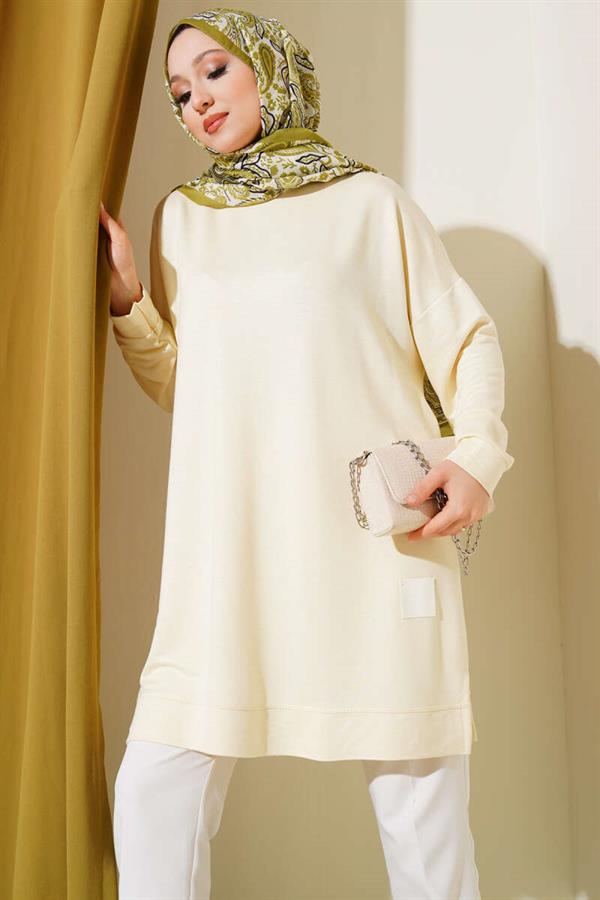 Loyşa Embroidered Basic Tunic Yellow