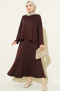 Loysa Basic Tunic and Skirt 2 Piece Set, Dark Brown