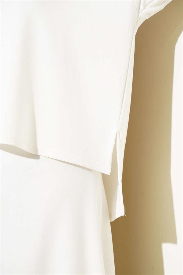 Loyşa Basic Tunic Skirt 2 Piece Set Ecru
