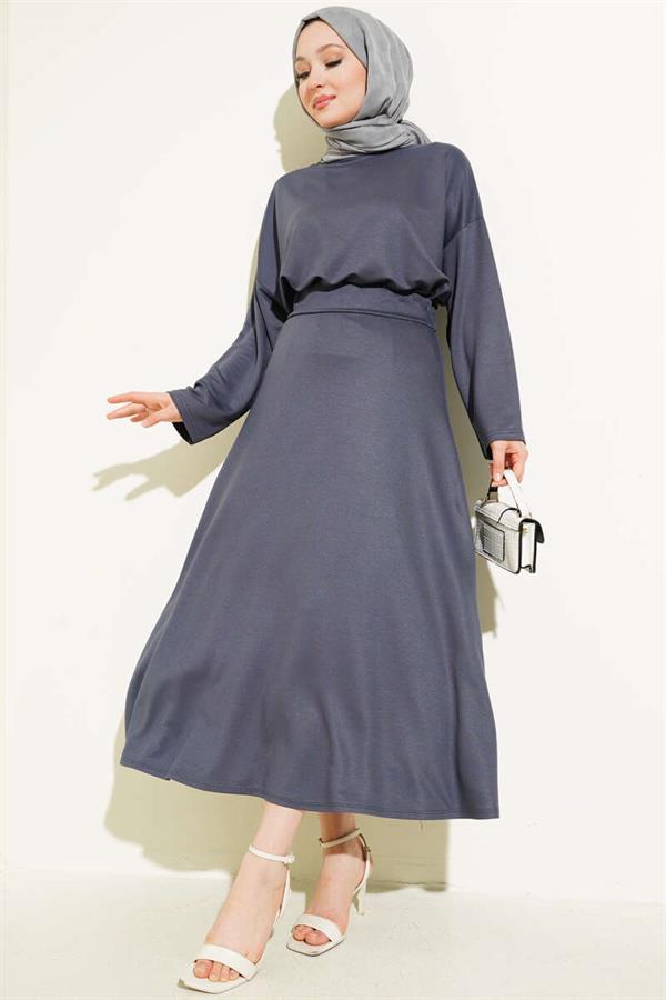 Loyşa Basic Tunic Skirt 2 Piece Set Smoke