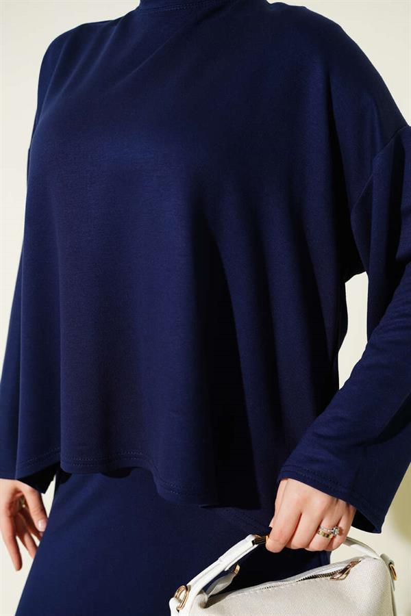 Loyşa Basic Tunic Skirt 2 Piece Set Navy Blue