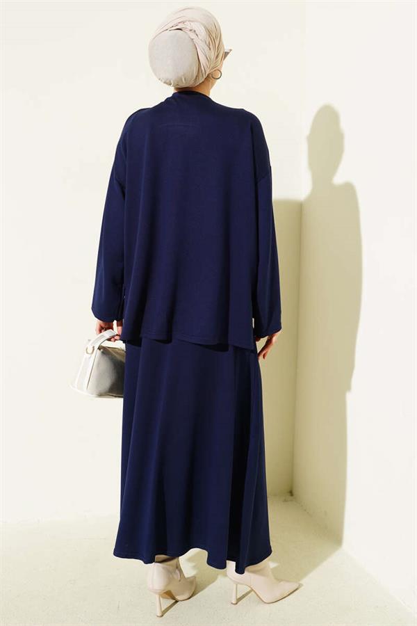 Loyşa Basic Tunic Skirt 2 Piece Set Navy Blue