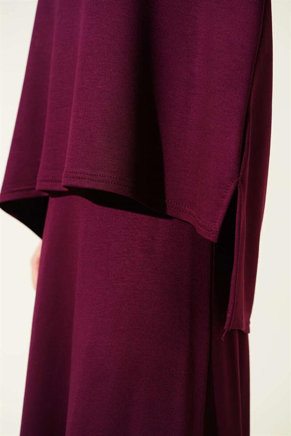 Loyşa Basic Tunic Skirt 2 Piece Set Plum