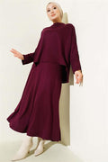 Loyşa Basic Tunic Skirt 2 Piece Set Plum
