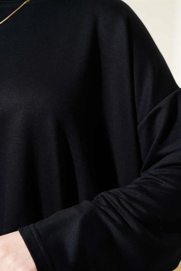 Loyşa Basic Tunic Skirt 2 Piece Set Black
