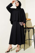 Loyşa Basic Tunic Skirt 2 Piece Set Black