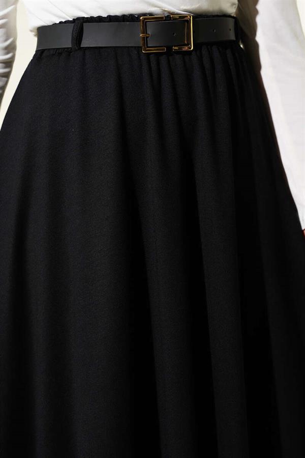 Loysa Belted Skirt, Black