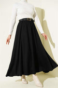 Loysa Belted Skirt, Black