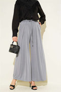 Loysa Loose-Fitting Trousers with Elastic Waistband, Gray