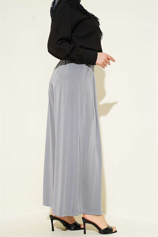 Loysa Loose-Fitting Trousers with Elastic Waistband, Gray