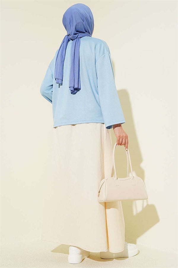 Loysa Wrist Embellished Basic Blouse Baby Blue