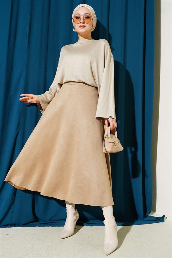 Loyşa Wrist Crest Basic Blouse Beige