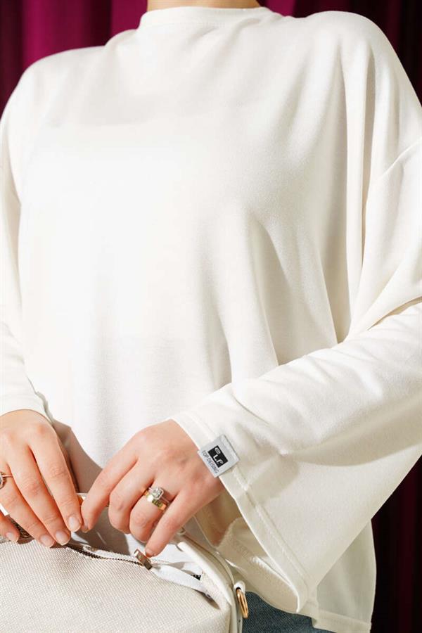 Loyşa Wrist Crest Basic Blouse Ecru