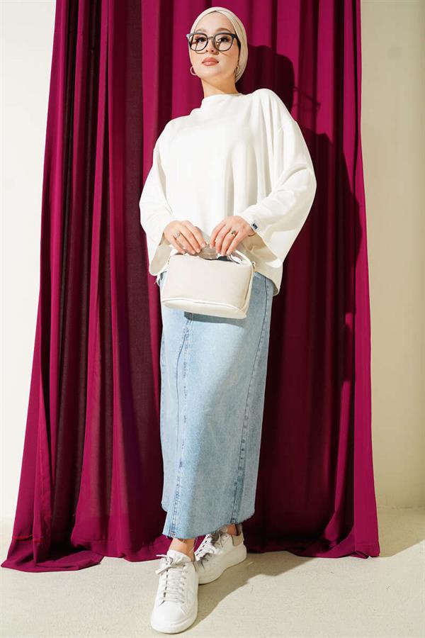 Loyşa Wrist Crest Basic Blouse Ecru