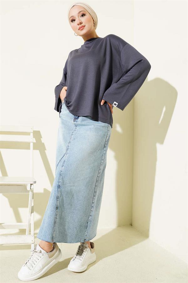 Loyşa Wrist Crest Basic Blouse Smoke