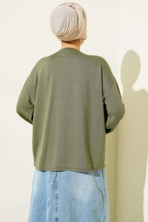 Loyşa Wrist Crest Basic Blouse Khaki