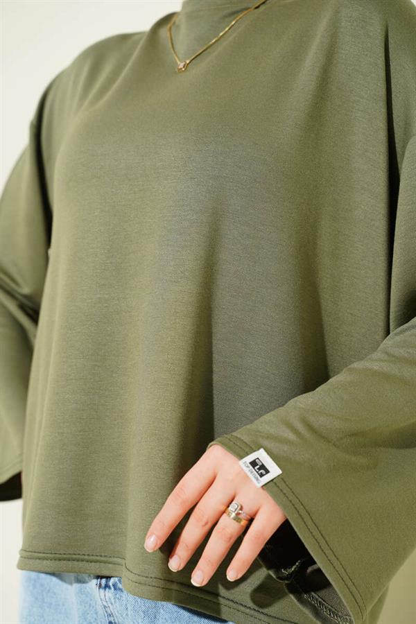 Loyşa Wrist Crest Basic Blouse Khaki