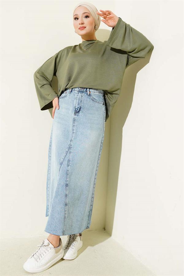 Loyşa Wrist Crest Basic Blouse Khaki