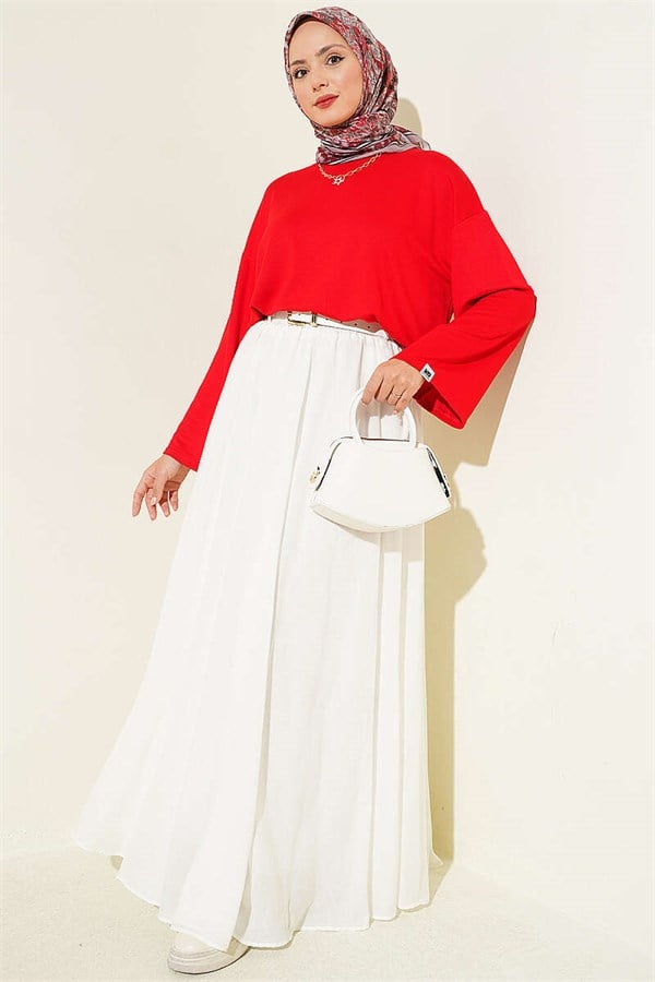 Loisha Wrist Embellished Basic Blouse Red