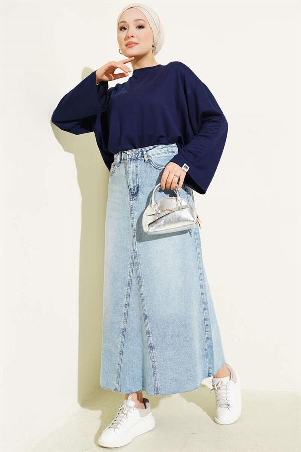 Loyşa Wrist Crest Basic Blouse Navy Blue