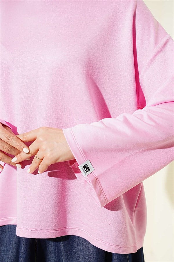 Loysa Wrist Embellished Basic Blouse Pink