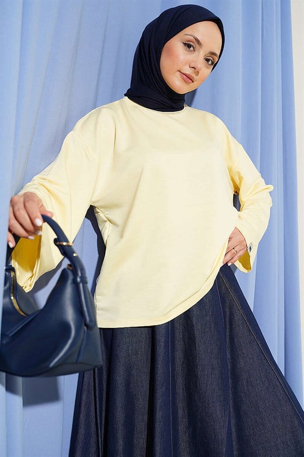 Loisha Wrist Embellished Basic Blouse Yellow