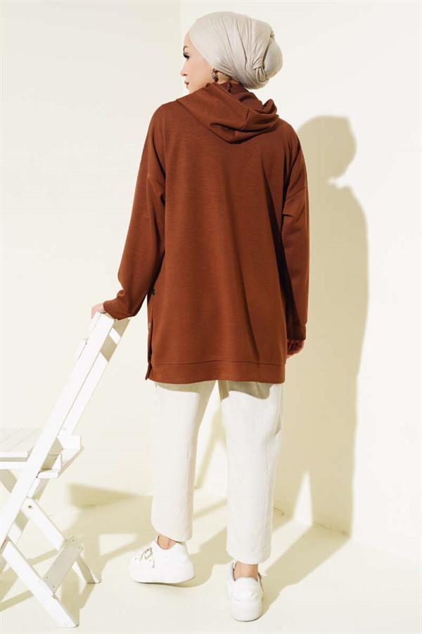  Snap Kangaroo Pocket Tunic Brown