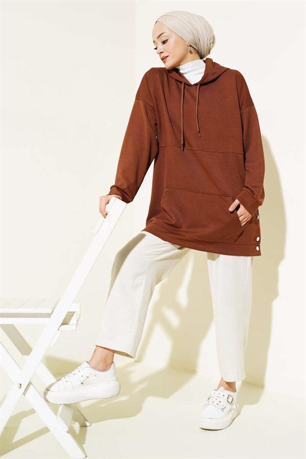  Snap Kangaroo Pocket Tunic Brown