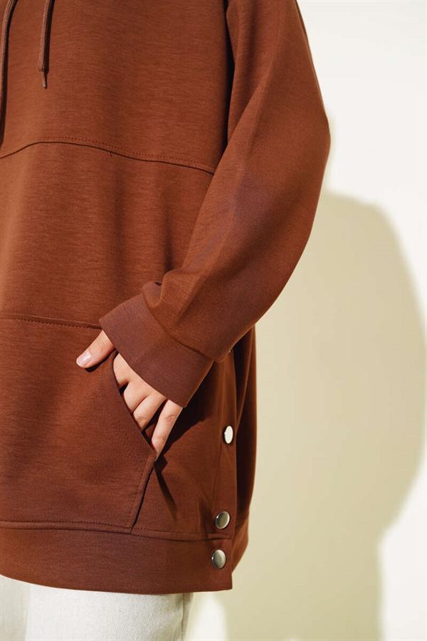  Snap Kangaroo Pocket Tunic Brown