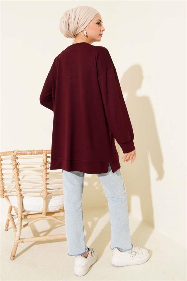 Loyşa Coco Text Decorated Tunic Plum