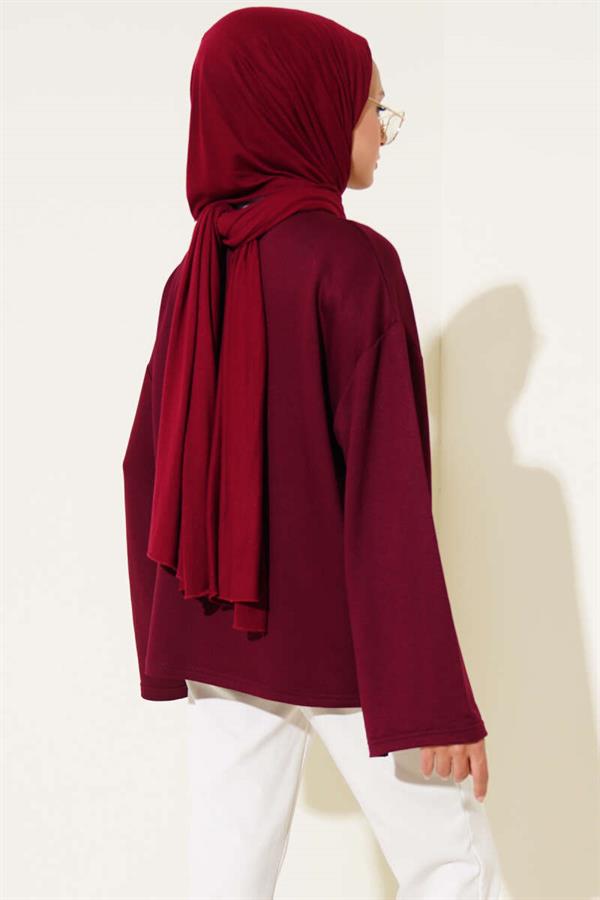 Loyşa Off-Shoulder Basic Tunic Claret Red