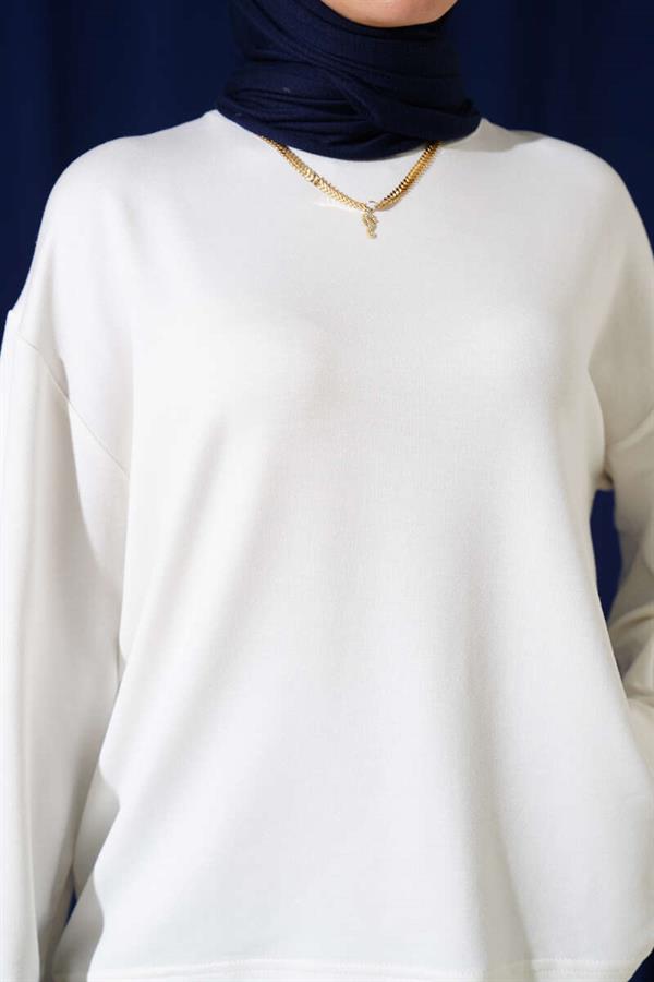 Loyşa Off Shoulder Basic Tunic Ecru