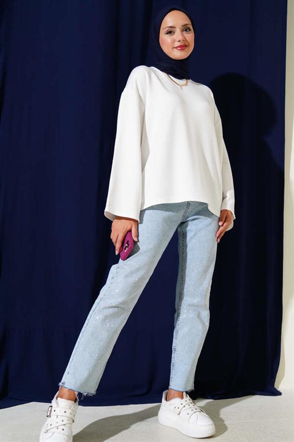 Loyşa Off Shoulder Basic Tunic Ecru
