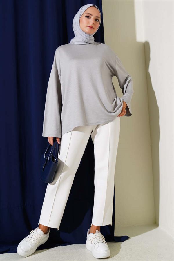 Loyşa Off-Shoulder Basic Tunic Gray
