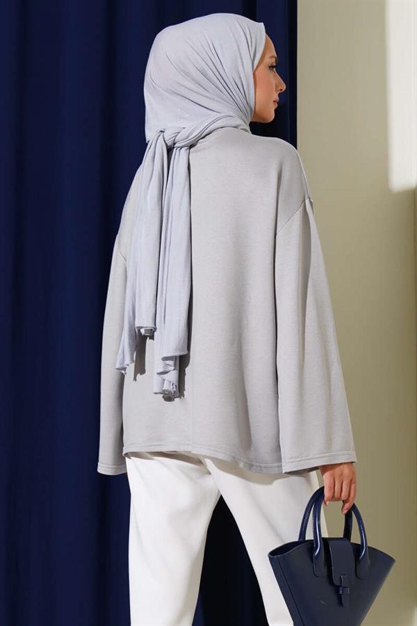 Loyşa Off-Shoulder Basic Tunic Gray