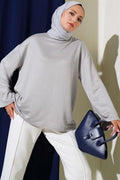 Loyşa Off-Shoulder Basic Tunic Gray