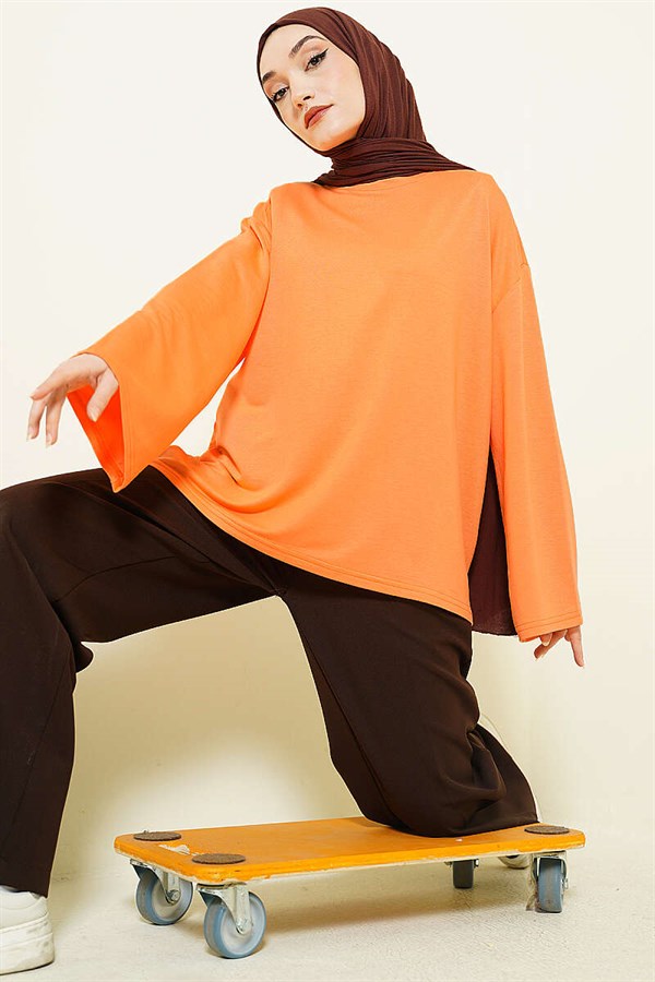 Loysa Off-Shoulder Basic Tunic Orange