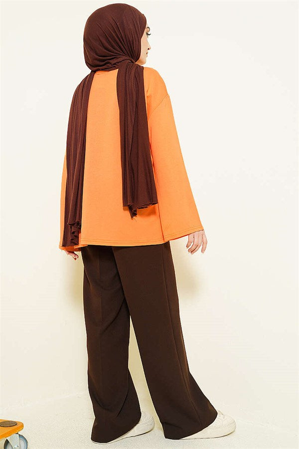 Loysa Off-Shoulder Basic Tunic Orange