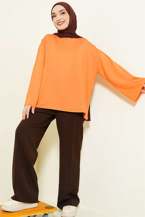 Loysa Off-Shoulder Basic Tunic Orange
