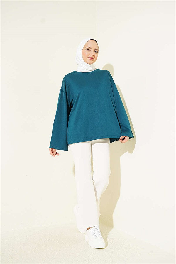 Loysa Off-Shoulder Basic Tunic Petrol