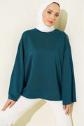 Loysa Off-Shoulder Basic Tunic Petrol